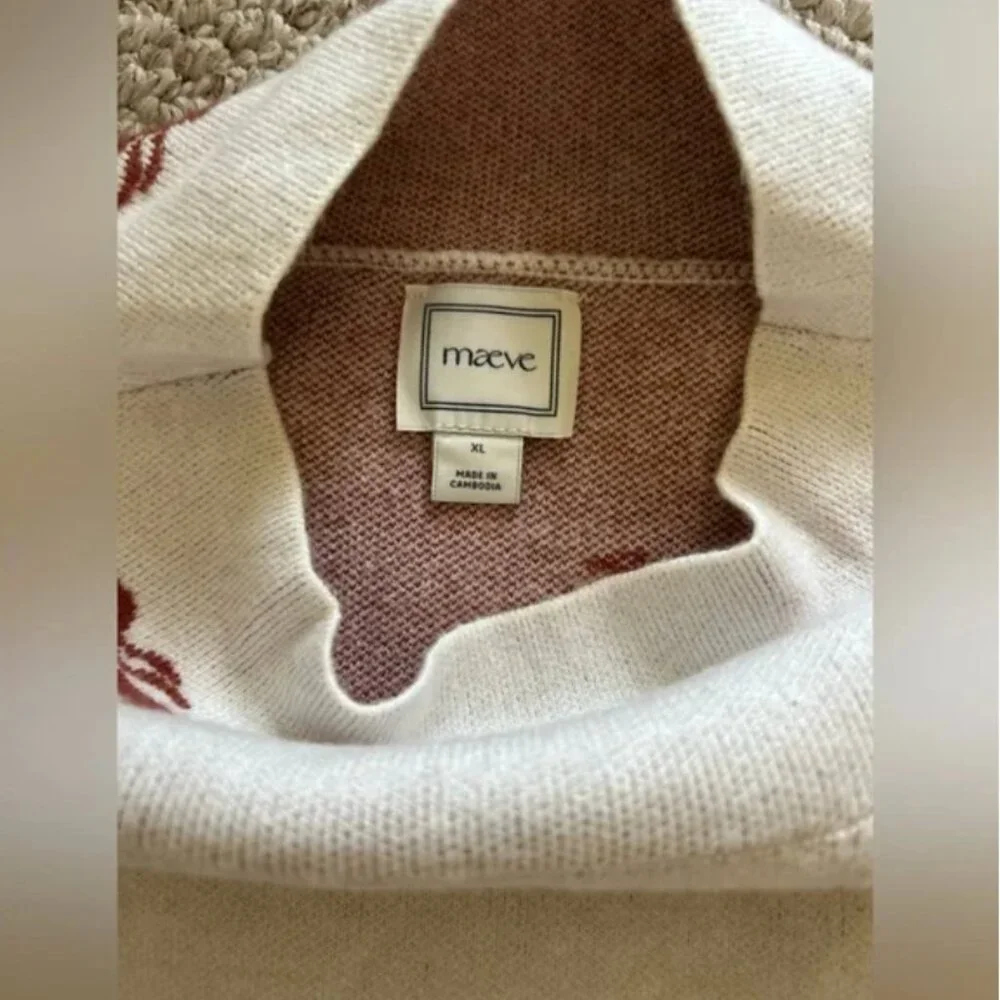Anthropologie Maeve The Carys Mock-Neck Sweater dachshund dog graphics size XL - Picture 7 of 10